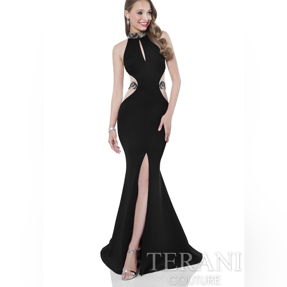 Terani Couture Halter Cut Out Mermaid Gown